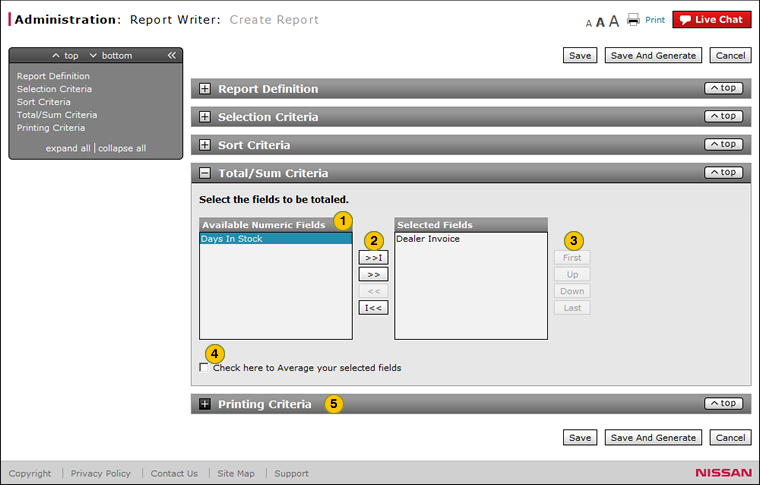 Report Writer select field